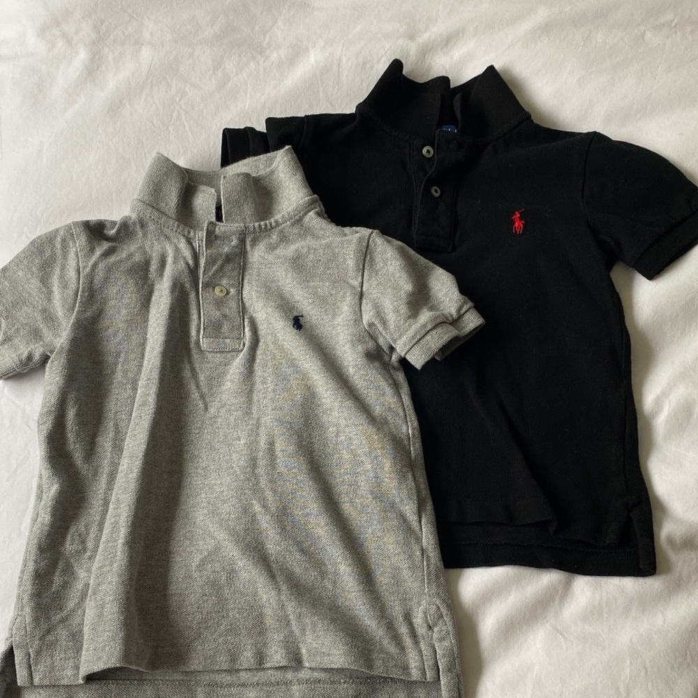 Ralph Lauren Boys Short Sleeve Polo Shirt Bundle Set - Black and Gray